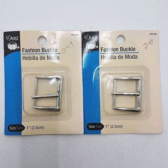 Lot Of 2 Dritz 1" Silvertone Fashion Buckles 145-65 -Belts, Accents, Bags, Totes - Picture 1 of 4